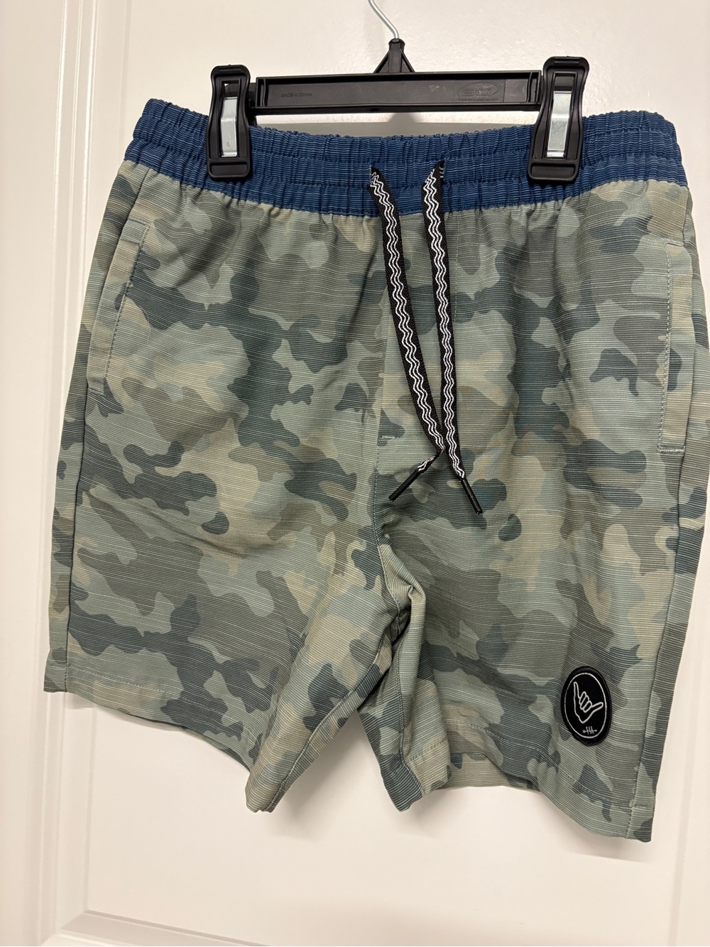 Boys’ Green Camo Athletic Drawstring Shorts
